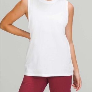 Lululemon Athletica Cream Sleeveless Muscle Tee with Mandarin Collar